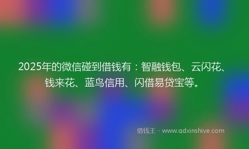 2025年的微信碰到借钱有：智融钱包、云闪花、钱来花、蓝鸟信用、闪借易贷宝等。