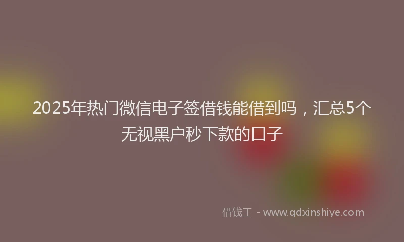 2025年热门微信电子签借钱能借到吗，汇总5个无视黑户秒下款的口子