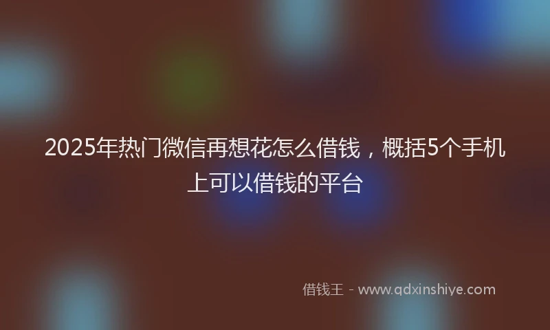 2025年热门微信再想花怎么借钱，概括5个手机上可以借钱的平台