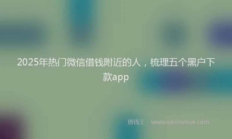 2025年热门微信借钱附近的人，梳理五个黑户下款app