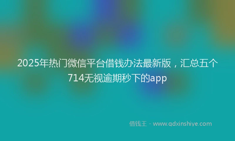 2025年热门微信平台借钱办法最新版，汇总五个714无视逾期秒下的app