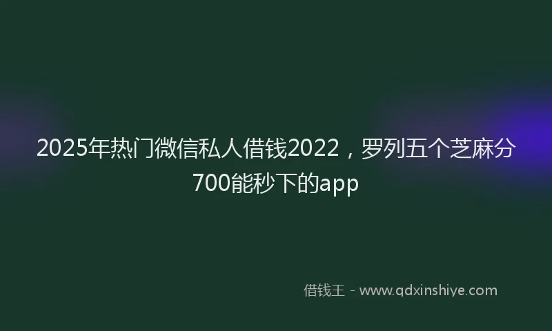 2025年热门微信私人借钱2022，罗列五个芝麻分700能秒下的app
