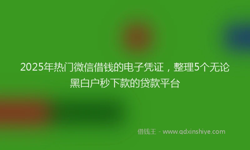 2025年热门微信借钱的电子凭证，整理5个无论黑白户秒下款的贷款平台