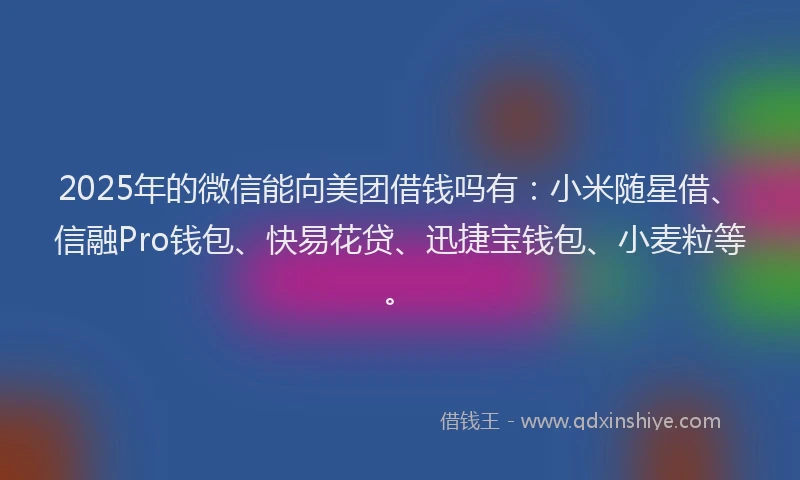 2025年的微信能向美团借钱吗有：小米随星借、信融Pro钱包、快易花贷、迅捷宝钱包、小麦粒等。