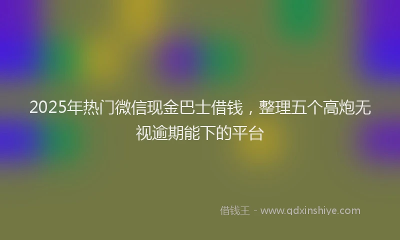 2025年热门微信现金巴士借钱，整理五个高炮无视逾期能下的平台