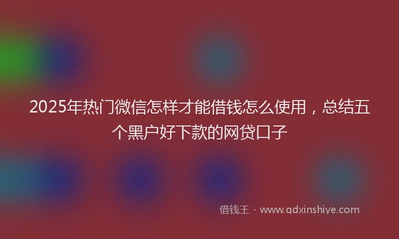 2025年热门微信怎样才能借钱怎么使用，总结五个黑户好下款的网贷口子