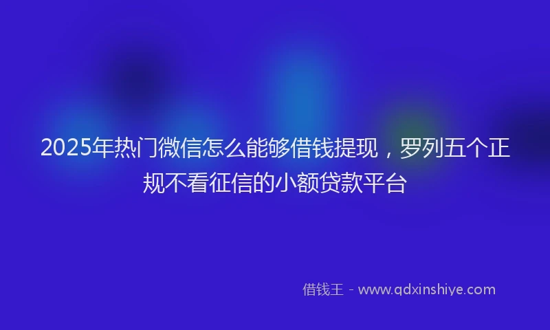 2025年热门微信怎么能够借钱提现，罗列五个正规不看征信的小额贷款平台