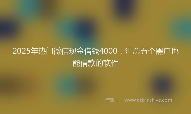 2025年热门微信现金借钱4000，汇总五个黑户也能借款的软件
