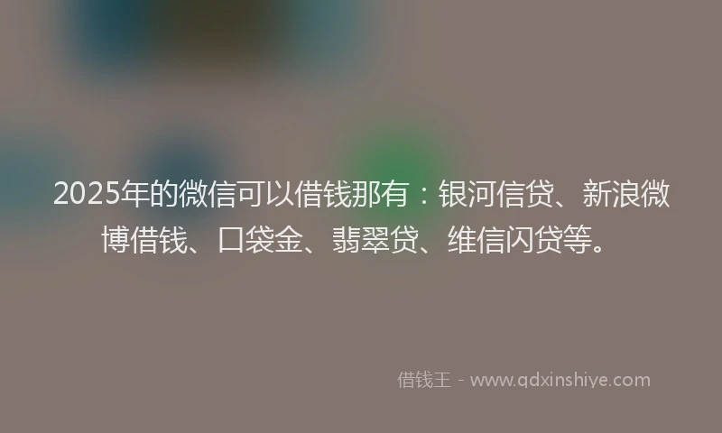 2025年的微信可以借钱那有：银河信贷、新浪微博借钱、口袋金、翡翠贷、维信闪贷等。