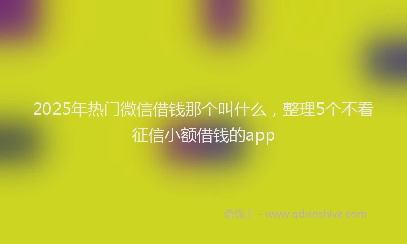 2025年热门微信借钱那个叫什么，整理5个不看征信小额借钱的app