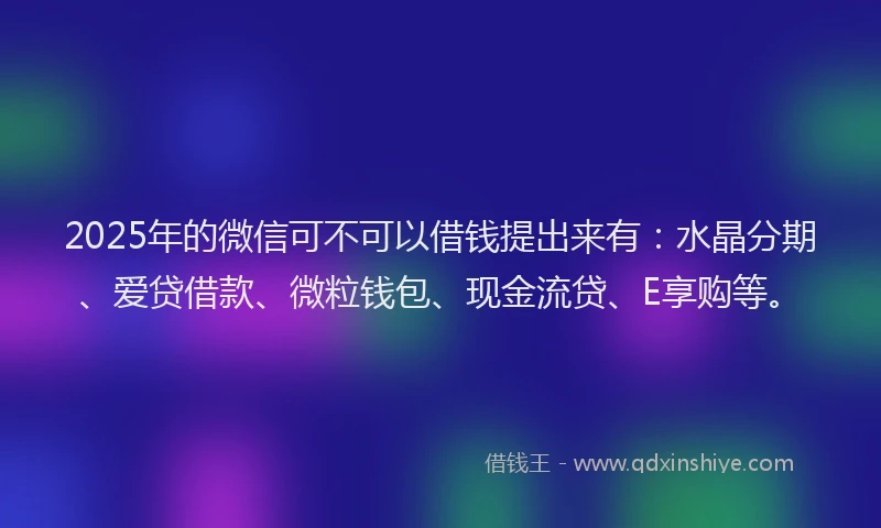 2025年的微信可不可以借钱提出来有：水晶分期、爱贷借款、微粒钱包、现金流贷、E享购等。
