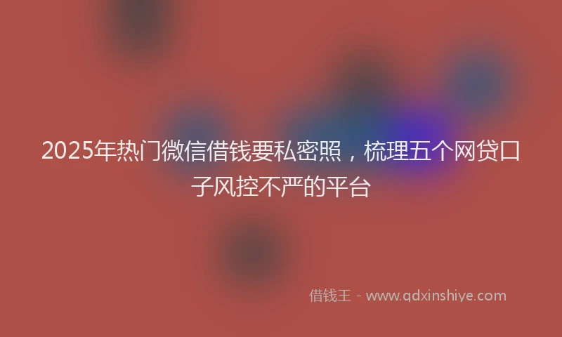 2025年热门微信借钱要私密照，梳理五个网贷口子风控不严的平台