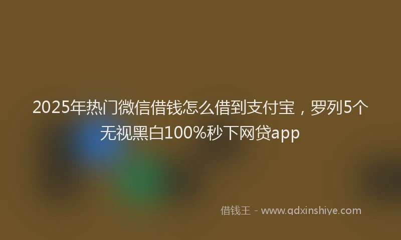 2025年热门微信借钱怎么借到支付宝，罗列5个无视黑白100%秒下网贷app