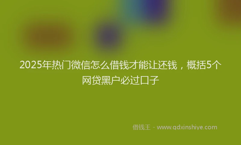 2025年热门微信怎么借钱才能让还钱，概括5个网贷黑户必过口子