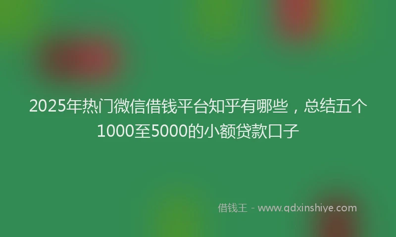 2025年热门微信借钱平台知乎有哪些，总结五个1000至5000的小额贷款口子