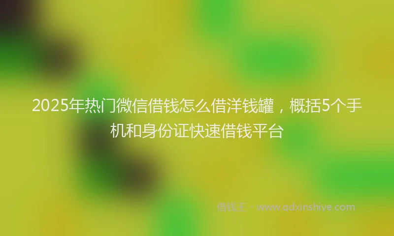 2025年热门微信借钱怎么借洋钱罐，概括5个手机和身份证快速借钱平台