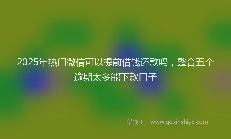 2025年热门微信可以提前借钱还款吗，整合五个逾期太多能下款口子