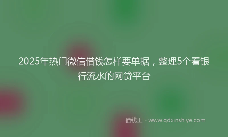 2025年热门微信借钱怎样要单据，整理5个看银行流水的网贷平台