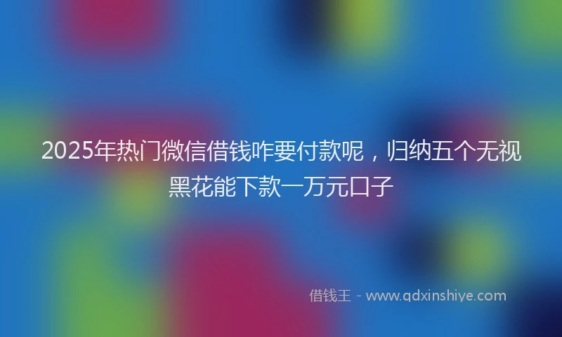 2025年热门微信借钱咋要付款呢，归纳五个无视黑花能下款一万元口子