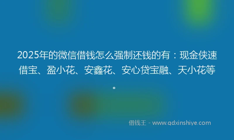 2025年的微信借钱怎么强制还钱的有：现金侠速借宝、盈小花、安鑫花、安心贷宝融、天小花等。