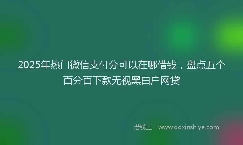 2025年热门微信支付分可以在哪借钱，盘点五个百分百下款无视黑白户网贷