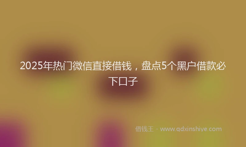2025年热门微信直接借钱，盘点5个黑户借款必下口子