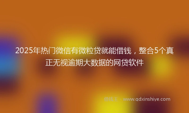 2025年热门微信有微粒贷就能借钱，整合5个真正无视逾期大数据的网贷软件