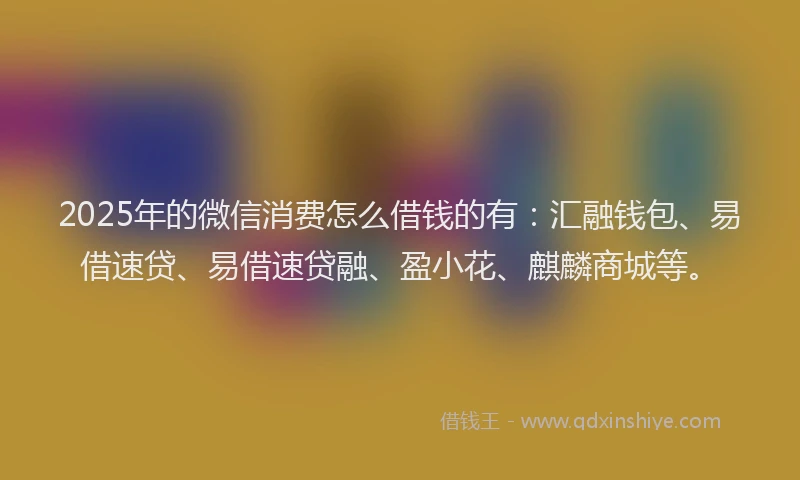 2025年的微信消费怎么借钱的有：汇融钱包、易借速贷、易借速贷融、盈小花、麒麟商城等。