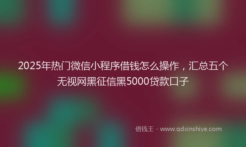 2025年热门微信小程序借钱怎么操作，汇总五个无视网黑征信黑5000贷款口子
