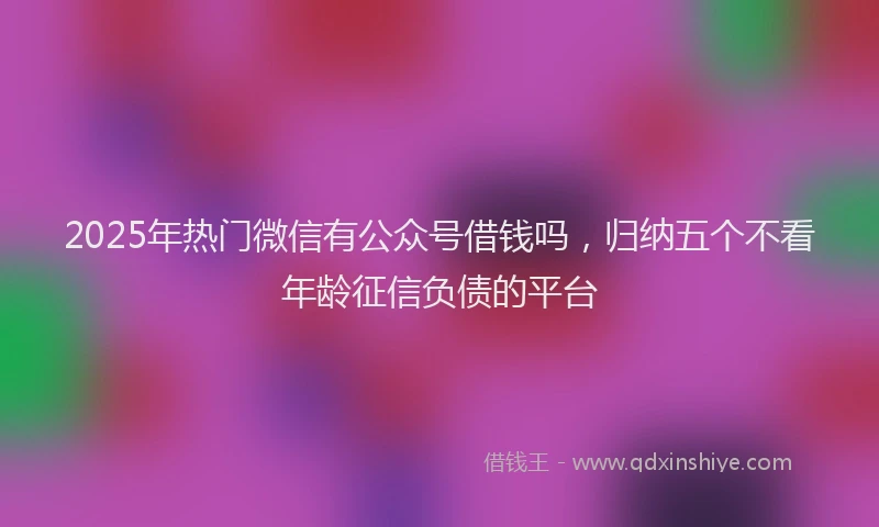2025年热门微信有公众号借钱吗，归纳五个不看年龄征信负债的平台