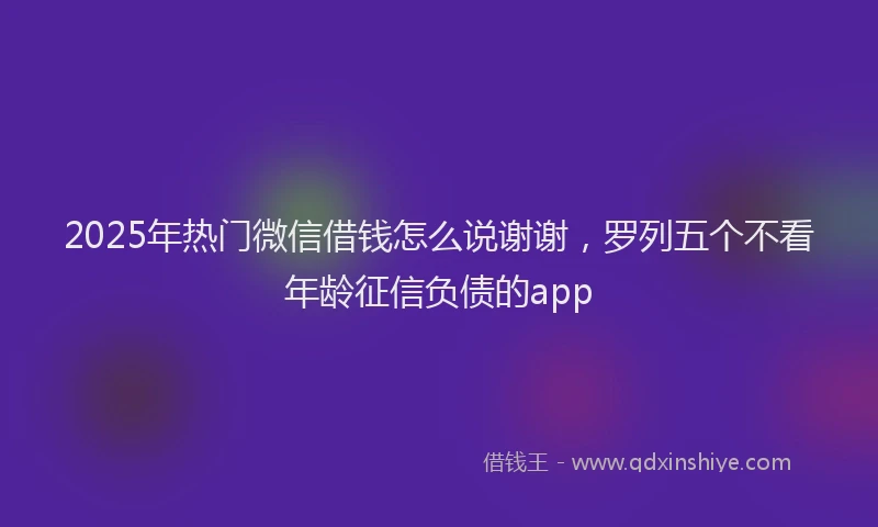 2025年热门微信借钱怎么说谢谢，罗列五个不看年龄征信负债的app