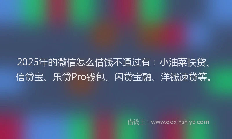 2025年的微信怎么借钱不通过有：小油菜快贷、信贷宝、乐贷Pro钱包、闪贷宝融、洋钱速贷等。