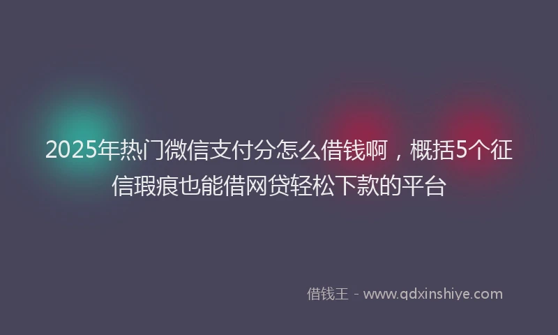 2025年热门微信支付分怎么借钱啊，概括5个征信瑕疵也能借网贷轻松下款的平台