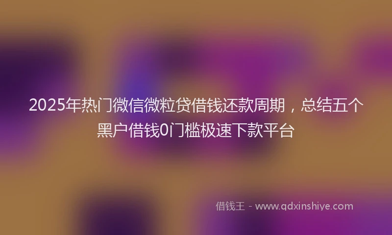 2025年热门微信微粒贷借钱还款周期，总结五个黑户借钱0门槛极速下款平台