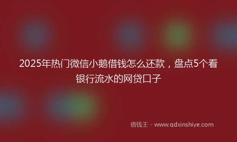 2025年热门微信小鹅借钱怎么还款，盘点5个看银行流水的网贷口子