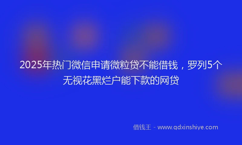 2025年热门微信申请微粒贷不能借钱，罗列5个无视花黑烂户能下款的网贷