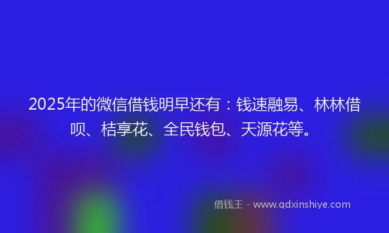 2025年的微信借钱明早还有：钱速融易、林林借呗、桔享花、全民钱包、天源花等。