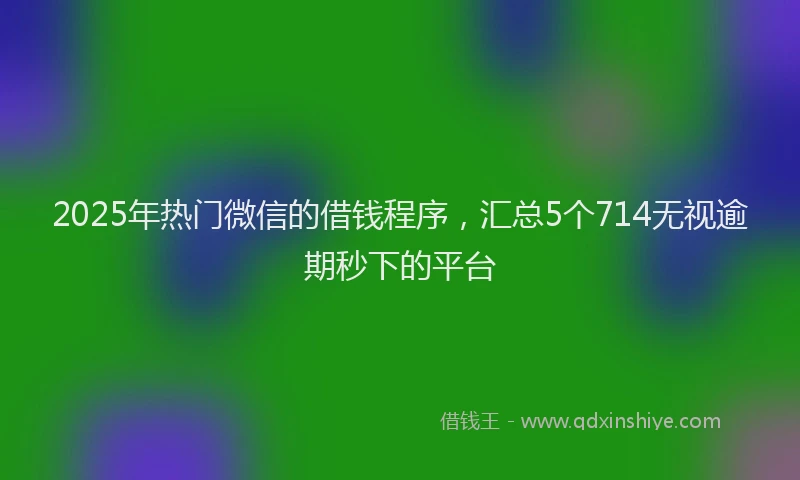 2025年热门微信的借钱程序，汇总5个714无视逾期秒下的平台