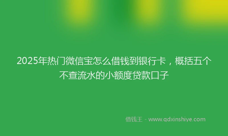 2025年热门微信宝怎么借钱到银行卡，概括五个不查流水的小额度贷款口子