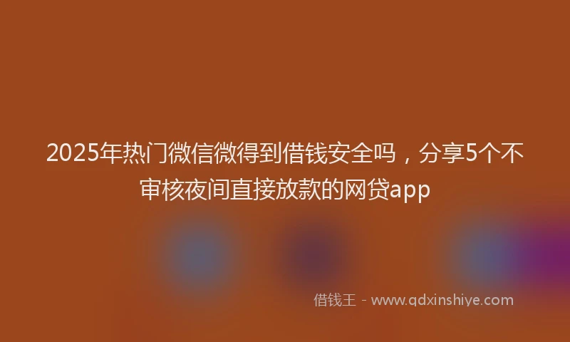 2025年热门微信微得到借钱安全吗，分享5个不审核夜间直接放款的网贷app
