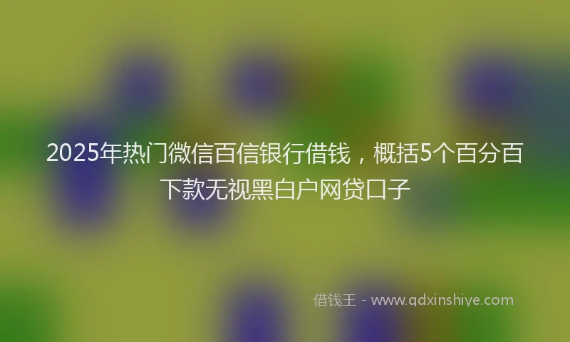 2025年热门微信百信银行借钱，概括5个百分百下款无视黑白户网贷口子