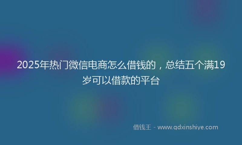 2025年热门微信电商怎么借钱的，总结五个满19岁可以借款的平台