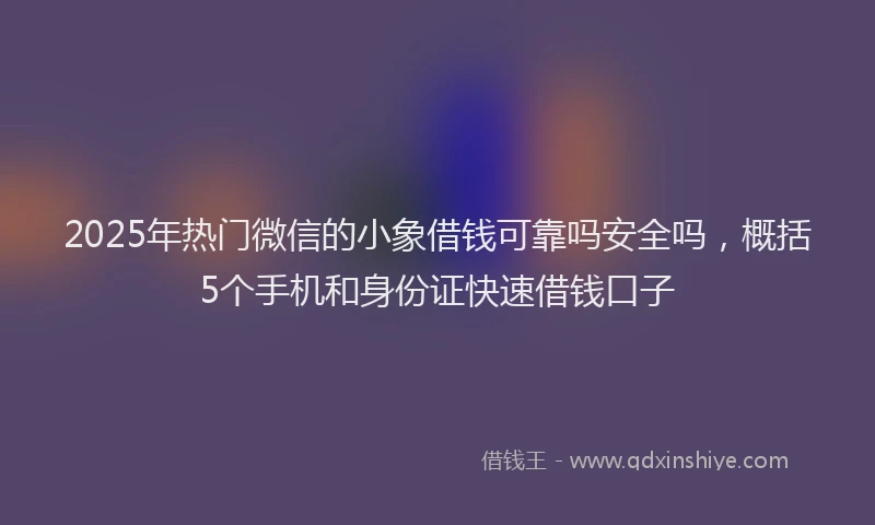 2025年热门微信的小象借钱可靠吗安全吗，概括5个手机和身份证快速借钱口子