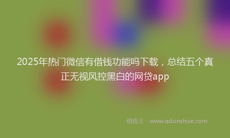 2025年热门微信有借钱功能吗下载，总结五个真正无视风控黑白的网贷app