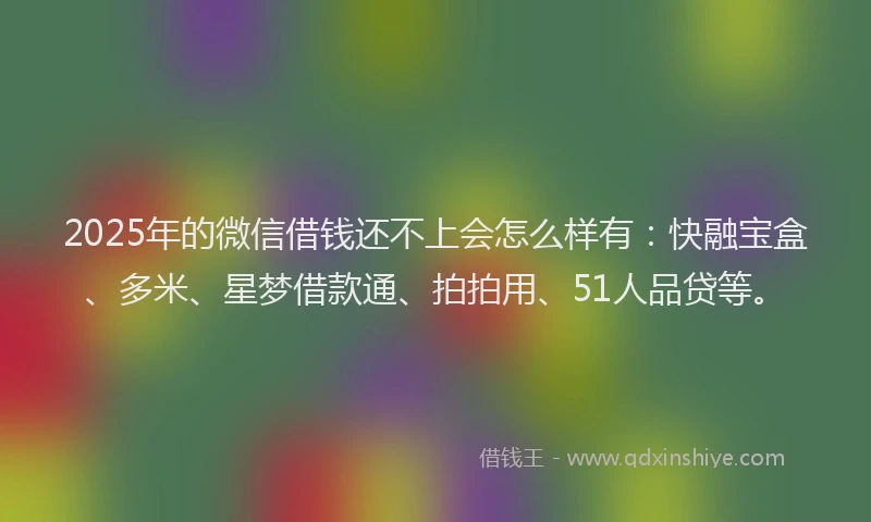 2025年的微信借钱还不上会怎么样有：快融宝盒、多米、星梦借款通、拍拍用、51人品贷等。