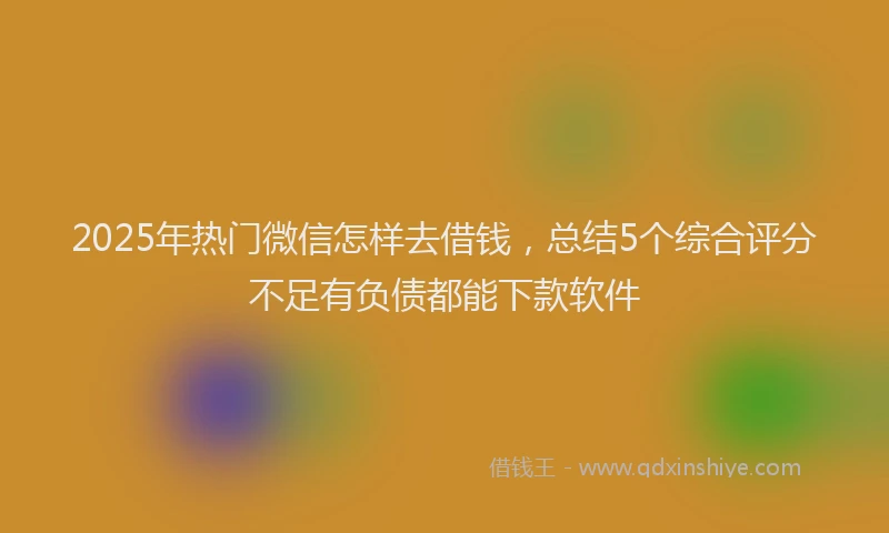 2025年热门微信怎样去借钱，总结5个综合评分不足有负债都能下款软件