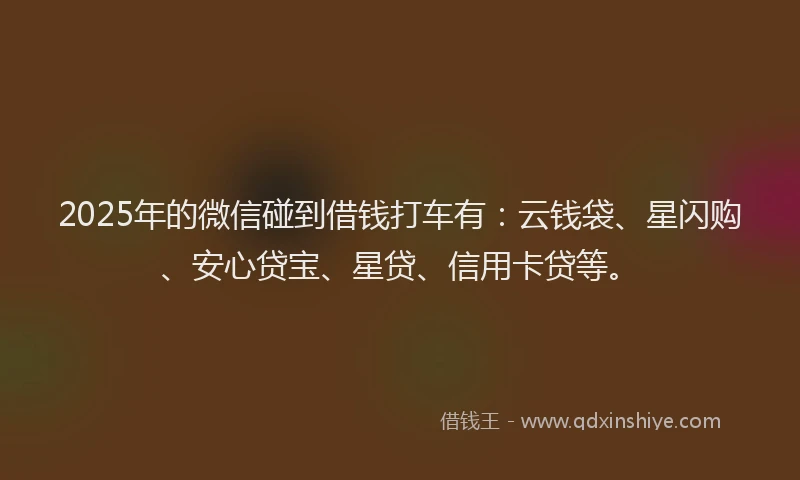 2025年的微信碰到借钱打车有：云钱袋、星闪购、安心贷宝、星贷、信用卡贷等。