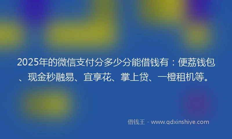 2025年的微信支付分多少分能借钱有：便荔钱包、现金秒融易、宜享花、掌上贷、一橙租机等。