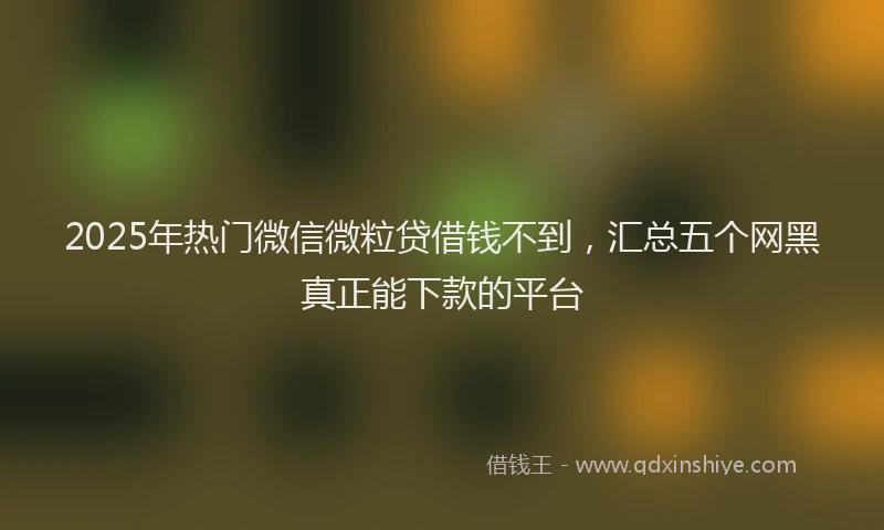 2025年热门微信微粒贷借钱不到，汇总五个网黑真正能下款的平台