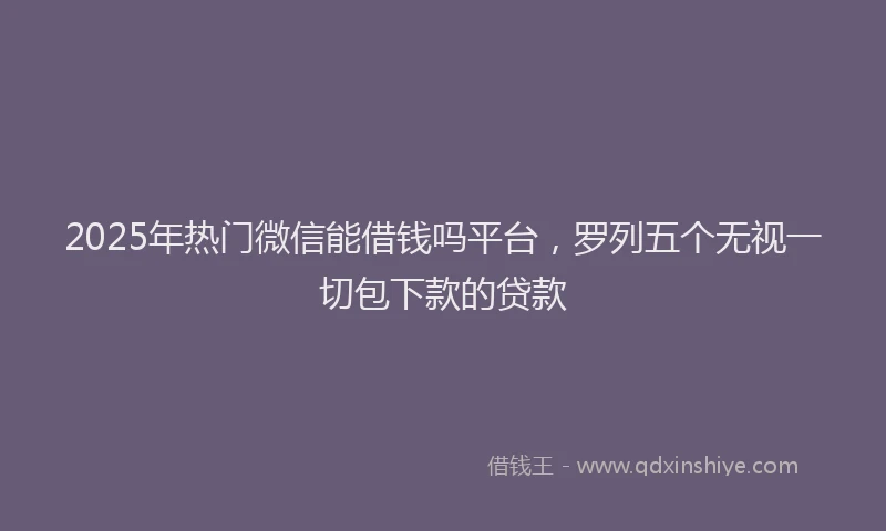 2025年热门微信能借钱吗平台，罗列五个无视一切包下款的贷款